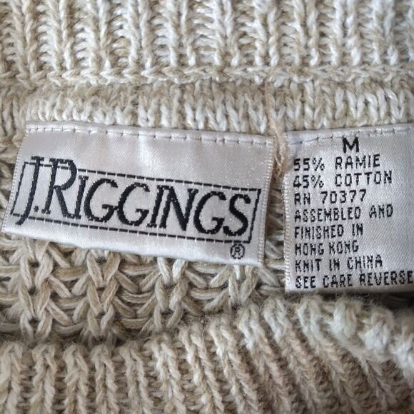 J Riggings Sweater Men's medium champagne beige cable thick pullover jumper prep - Picture 12 of 12